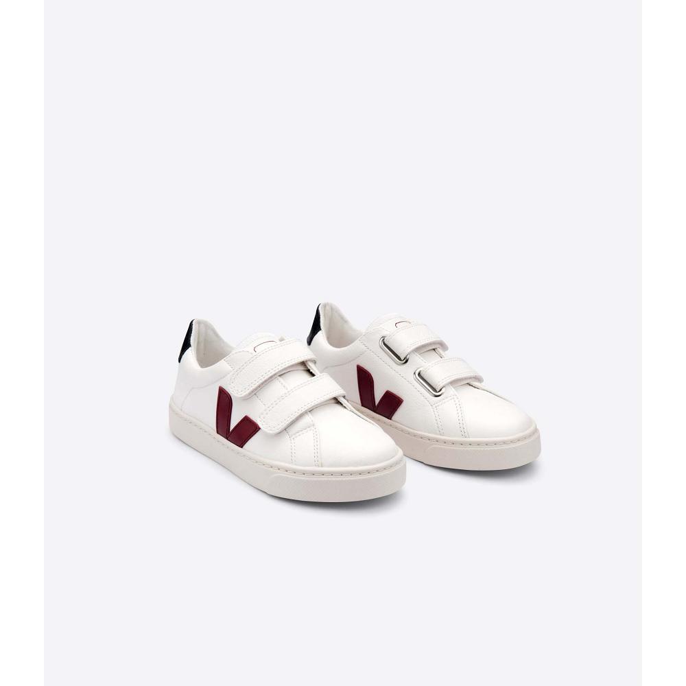 Kids' Veja ESPLAR CHROMEFREE Shoes White/Black/Red | ZA 727FDN